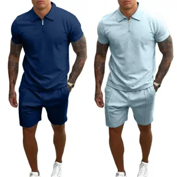 Stilfuld Kort Ærme T-shirt, Shorts, Sports Trop Sportstøj Sved Absorberende Sports Trop Turn-down Krave Activewear