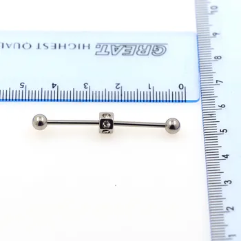 Stilladset vægtstænger Charme 30stk kirurgisk Rustfrit Stål Hexahedral perle 6 krystaller industrial barbell piercing gratis fragt