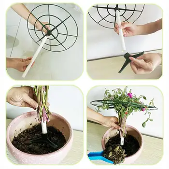 Stitchable Plante Støtte Indsatser Blomst Bur Støtte Ring Lollipop-formet Stå For Jordbær Blomst Klatring Vinstokke Søjle