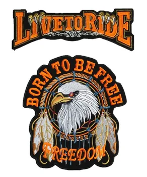 Stor Klud Patches badge Eagle Frihed Punk Biker store Pletter DIY Motorcykel Broderi Live at ride for cool Jean vest