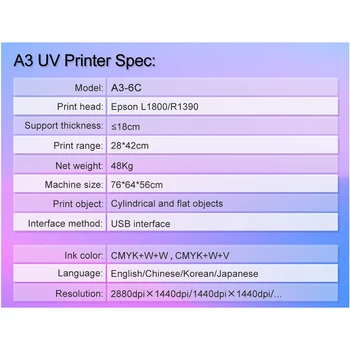 Stor multi-purpose A3 UV-flatbed cylindriske printer til farverige mønster udskrivning på ornamenter/legetøj/brevpapir, æsker/U disk