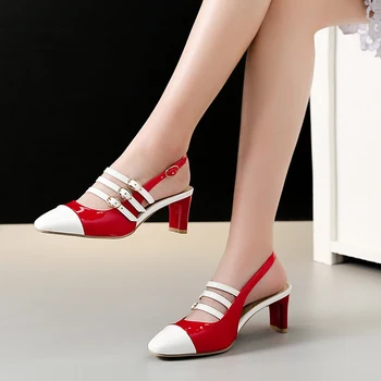 Stor Størrelse Firkantet tå sandaler, høje hæle sandaler kvinder sko-kvinde sommeren damer