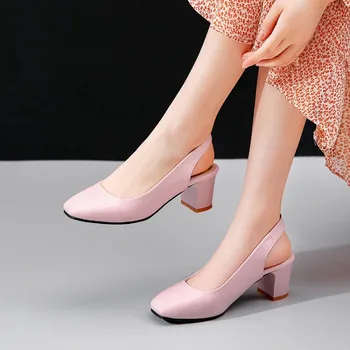 Stor Størrelse høje hæle sandaler kvinder sko-kvinde sommeren damer Mid-heel emaljeret sandaler