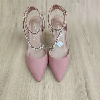 Stor Størrelse Klare Hæle Alle-Match Sandaler Stropper på Tværs af 2021 Kvinder ' s Forårs Sko Cross-Sko Store Fest Spids Stilethæl Nye Kom