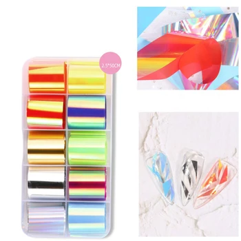 Store, Farverige Transfer Papir Laser Nail Art Aurora Ice Cube Cellofan Smykker, Slik Papir DIY Cellofan Nail Art Tilbehør
