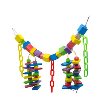 Store og mellemstore papegøje toy nippe toy farvet træ blok-plastik kæde bløde bro