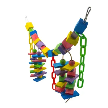 Store og mellemstore papegøje toy nippe toy farvet træ blok-plastik kæde bløde bro