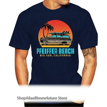 Stranden Pfeiffer Big Sur i Californien, Retro Woody Stranden Shirt Mænds Bomuld T-shirt
