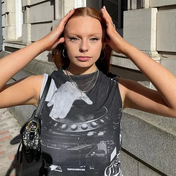 Street Kvinder ' s Wear Cool Abstrakte Palm Print Gaze Afgrøde Top Nyt Sommer Tøj dametøj Tank Top
