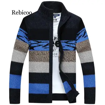 Strikket Sweater Mænd Cardigans Krave Vinter Uld Sweater Mode Cardigans Mandlige Trøjer Pels Mærke Mænds Tøj