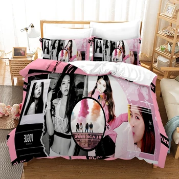 Strøelse Sæt 2/3stk koreanske Piger Synger Kombination Duvet Cover Sæt 3D Printet Sengelinned Hjem Tekstil Twin Fuld Queen, King Size