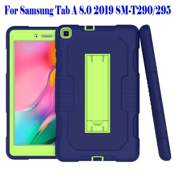 Stødsikkert cover Til Samsung Galaxy Tab ET 8,0 2019 SM-T290 SM-T295 Tablet Tilfælde Kids Safe PC Silicium Hybrid Stå Full Body Cover