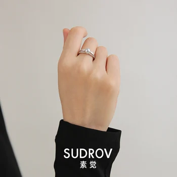 Sudrov 2020 Ny Sterling Sølv Real Linned Sea Perler Ring for Kvinder Trendy Udsøgt Lille Finger Ring med Enkelt Ring Temperament