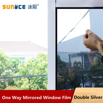 SUNICE Reflekterende Folie til vinduer Sølv&Sølv Glas Mærkat One Way Mirror Privatliv UV-Ray Protector varmeisolering Sol Toning
