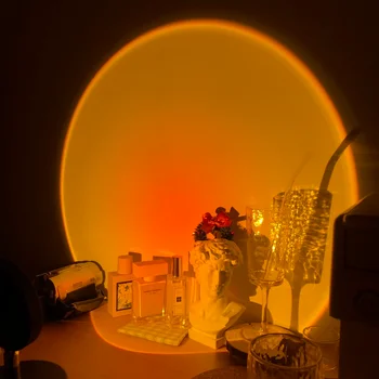 Sunset Projektion Lampe USB-Led-Lampe Nat Lys Atmosfære Farverige Dekoration Lampe, der Anvendes til Soveværelse Væg Dekoration
