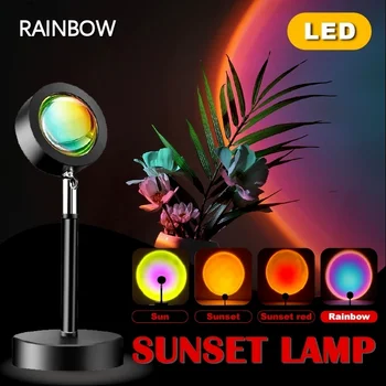 Sunset Projektion Lampe USB-Led-Lampe Nat Lys Atmosfære Farverige Dekoration Lampe, der Anvendes til Soveværelse Væg Dekoration