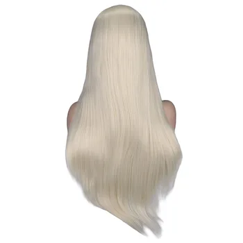 SuQ Lace Front Wig Naturlig 60# Blonde Lange Lige 13x1 T Del Glueless Hår Parykker til Kvinder af Høj Temperatur Syntetisk