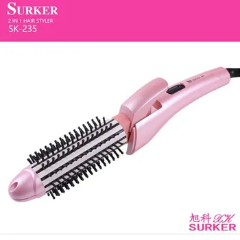 Surker hår fladjern, hår curler SK-235 2 i 1 foldbar professional hair styler lige hår Negative ion keramisk belægning