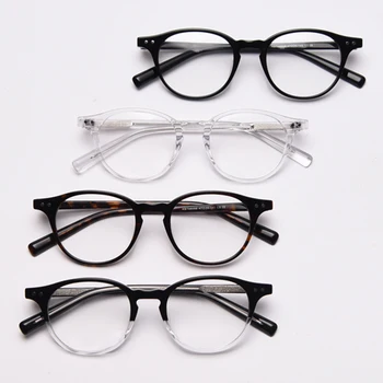 Swanwick runde briller ramme håndlavet acetat nitte tilbehør optisk brillestel mænd sort koreansk stil, høj kvalitet