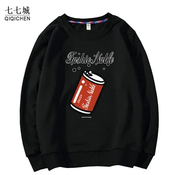 Sweatshirts Og Hættetrøjer Mænd Cola Drik Trykt Uld Liner Hip Hop Streetwear Herre Løs Harajuku Pullover Mandlige Casual Toppe Par
