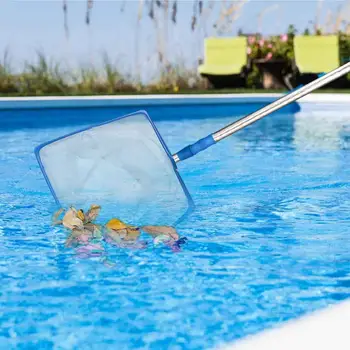 Swimmingpool Rengøring Net Mesh Blad Catcher Med Aftagelig Polakker Professionel Dam Springvand Vrøvl Skimmer Swimmingpool Fiskeri Net