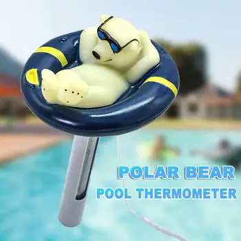Swimmingpool termometer pvc isbjørn dyr form rør flydende badekar fisk dam digital præcision termometer vise
