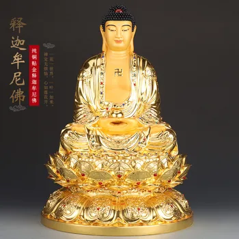 Sydøstasien Høj kvalitet buddha-statue HJEM Selskab Effektiv velsignelse sikkerhed sund held og lykke guld forgyldning Sakyamuni Tilbedelse