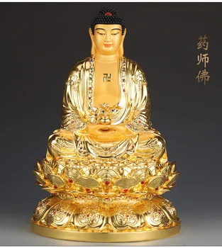 Sydøstasien Høj kvalitet buddha-statue HJEM Selskab Effektiv velsignelse sikkerhed sund held og lykke guld forgyldning Sakyamuni Tilbedelse
