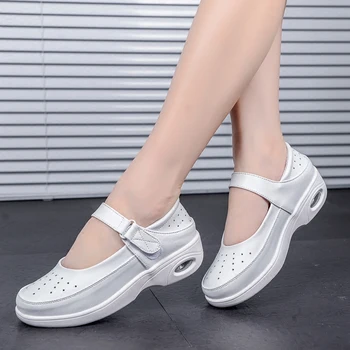 Sygeplejerske sko hvid sommer kvindelige 2018 koreansk hospital hældning hæl air cushion hule, non-slip bløde bund kvinders sko åndbar