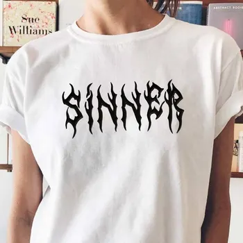 Synderen Brev Print T-shirt Harajuku Hipster Punk Stil Unisex T-Shirt Street Style Løs Casual Cool Tee Gotiske Kvinders Top