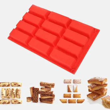 Sæbe Mould Kiks Cookie Bradepande 12 Huller Rektangel-Formede Silikone Formen Chokolade Fondant Skimmel Køkken Bageforme Tilbehør