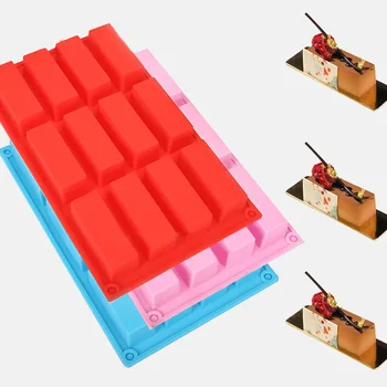 Sæbe Mould Kiks Cookie Bradepande 12 Huller Rektangel-Formede Silikone Formen Chokolade Fondant Skimmel Køkken Bageforme Tilbehør