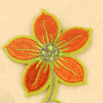 Sød Grøn Orange Farve Blomster Applikation Blomster Patch Broderi Sy på Tøj, Tasker Håndlavet DIY Ornament Stof Mærkat