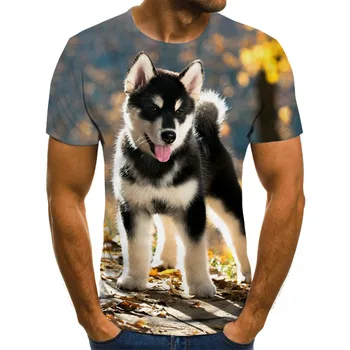 Sød hund mønster kortærmet T-shirt til mænd casual toppe sommer mode 3DT-Shirts til mænd O-hals skjorte plus size streetwear