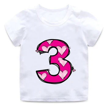 Sød Pink Digital Udskrivning Kids T-shirt til Sommeren Afslappet Rund Hals Børn Toppen Unisex Baby Buksetrold T-shirt Top 0244