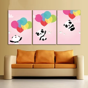 Sød Pink Panda Ballon Dekoration Lærred Maleri for Børn Room Decoration Nordiske Væg Kunst, Plakater og Prints Urammet