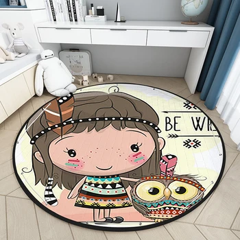 Søde Print Stue Tæppe Cartoon Style Børn, der Kravler Mat Blød 150 cm i Diameter Soveværelse Tæppe Anti-slip til Væg tæppe