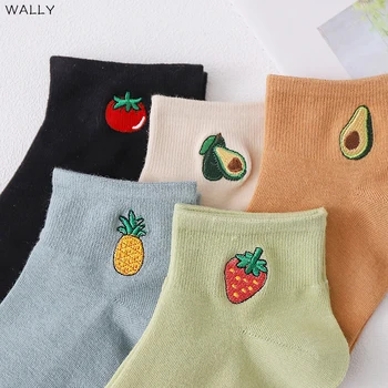 Søde sokker tegnefilm jordbær sjove kawaii designer harajuku chaussette femme kvinde glad sokken mode calcetines blød sok