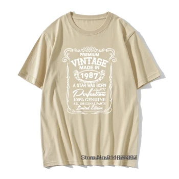 T-Shirt 34th Fødselsdagsgave Design Bomuld Nyhed t-shirts Lavet i 1987, Alle Originale Dele Mandlige Retro Print Mand Toppe Tee