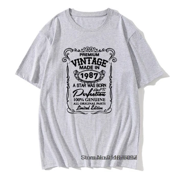 T-Shirt 34th Fødselsdagsgave Design Bomuld Nyhed t-shirts Lavet i 1987, Alle Originale Dele Mandlige Retro Print Mand Toppe Tee