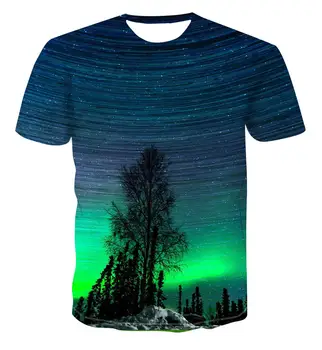 T-Shirt Astroworld Naturlige Stjerneklar nattehimmel Mænd er T-shirts Træet Under Stjernehimlen 3d-Print Mode T-shirt Afslappet Oversized Toppe