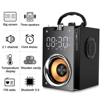 T3 Stor Magt Bluetooth Højttaler Udendørs Bærbare Trådløse Subwoofer Ghettoblaster Kolonne Sound Music Center Support LED Display FM AUX