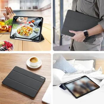 Tablet-Læder taske Til IPad Pro 12.9 2021 Smart Søvn Vågner DUX DUCIS DOMO-Serien Trifold Beskyttende Tilfældet Med Blyant Indehaveren