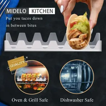 Taco Indehaveren Kreative Rustfrit Stål Mexicansk Pandekage Rack 6-grid Tortillas Med Bølget Pandekage Rack