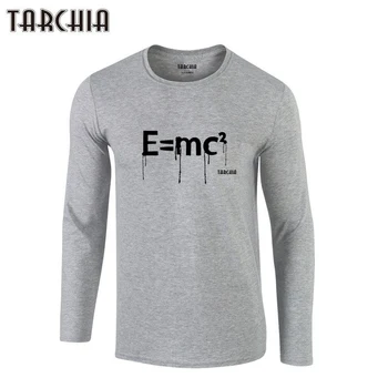 TARCHIA 2021 Nye Mænd T-Shirt E=MC Slim Fit Cool langærmet Sort T-shirt Mænd Tshirt Hip Hop Camisa Masculina Mænd Tees Toppe