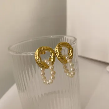 TARCLIY Vintage Geometriske Efterligning-Perle-Dråbe Øreringe Simpel Metal Irregulær Tekstur Øreringe Kvinder Smykker Tilbehør
