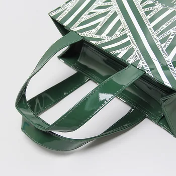 Taske til kvinder, særtilbud Britiske berømte pvc blæk grøn stribet grøn shopping taske stor kapacitet vandtæt taske kvindelige taske