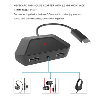 Tastatur, Mus Og Mus Konvertering Modtager Adapter Med 3,5 mm Audio Jack XBOXONE/PS3/PS4/Nintend Skifte Host Converter