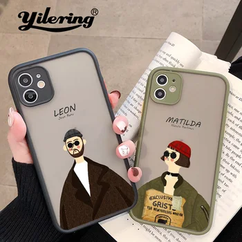 Tegnefilm Killer Leon Onkel Pige Phone Case For iPhone 12 mini-11 Pro X XR XS Max 7 8 Plus SE 2020 Søde Hårdt Gennemsigtigt Cover