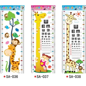 Tegnefilm Måle Wall Stickers Til Børn Værelser Giraf, Abe Højde Visuel Diagram Hersker Decals Børnehaven Hjem Indretning
